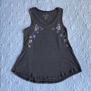 American Eagle Striped Floral Tank Top
